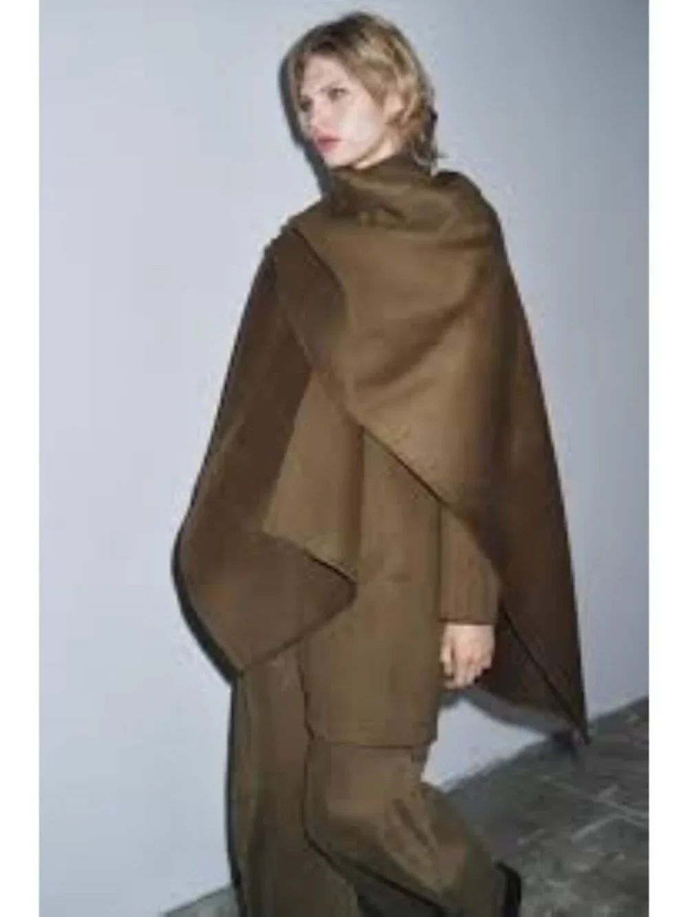 Zara ZW Womens Cape Coat Jacket Large Brown Wool Collection 8491/258 NWT